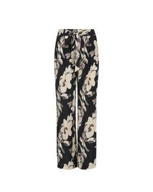 Straight pants - made of viscose with a black-and-white floral pattern | Trousers and Leggings | Dikastore.ro Straight pants - made of viscose with a black-and-white floral pattern | Trousers and Leggings