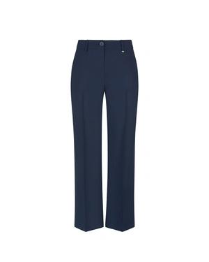 Dark blue tailored cropped trousers with crease | Business
