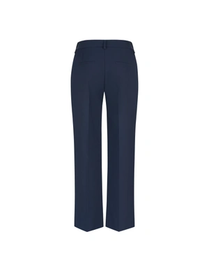 Dark blue tailored cropped trousers with crease | Business - 1