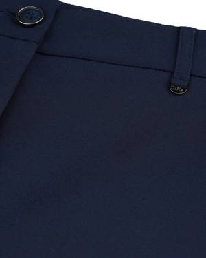 Dark blue tailored cropped trousers with crease | Business - 2