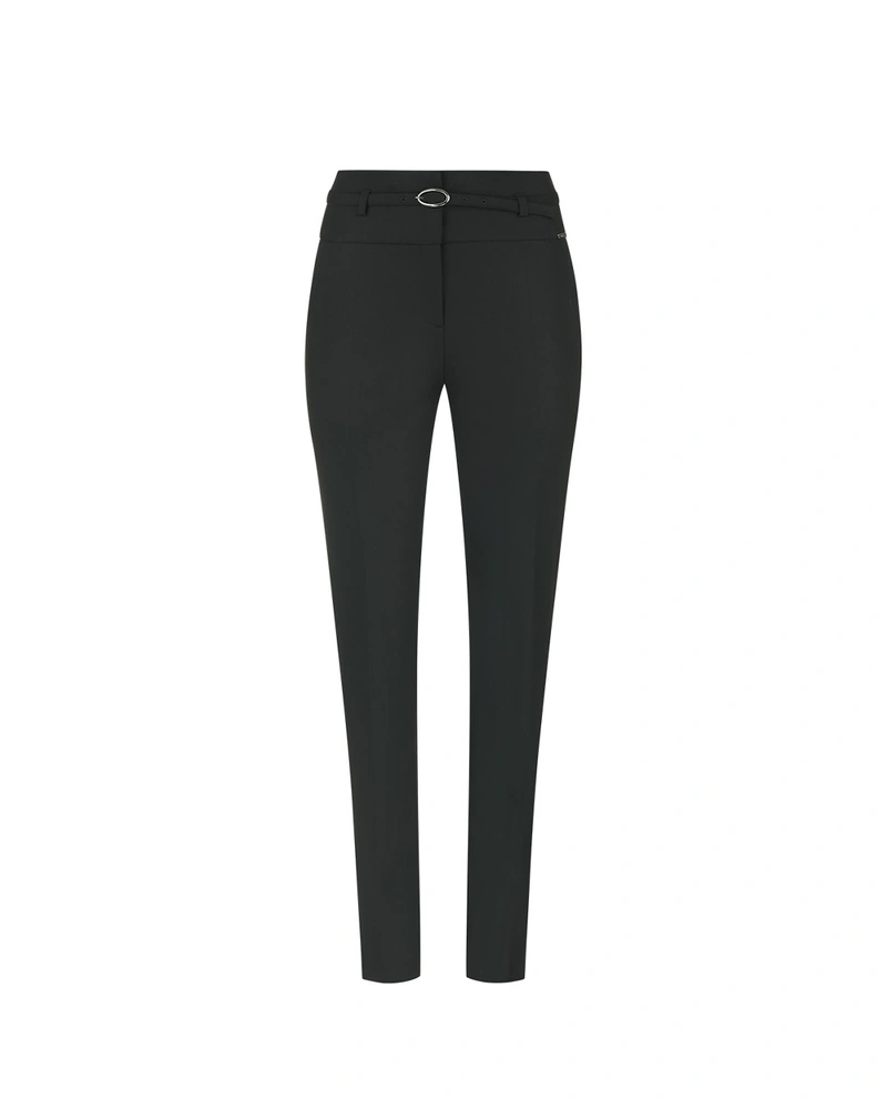 Black high-waisted trousers with belt | 