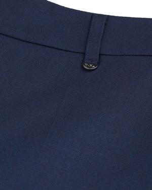 მუქი ლურჯი სწორ ტოტებიანი შარვალი ნაკეცით | შარვლები და ელასტიკები - 2