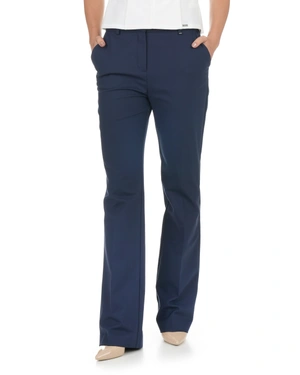 მუქი ლურჯი სწორ ტოტებიანი შარვალი ნაკეცით | შარვლები და ელასტიკები - 4