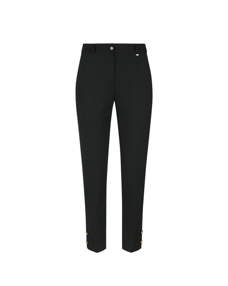 Black tailored ankle-length trousers with crease | Trousers and Leggings