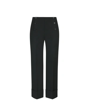 Black straight trousers with decorative metal buttons | Trousers