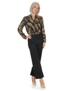 შავი სწორი შარვალი დეკორატიული ლითონის ღილებით | შარვლები - 6