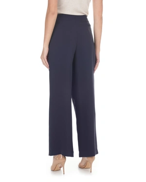 Dark blue trousers with wide leg and elegant drape at the top | NEW | Dika.bg - 3 Dark blue trousers with wide leg and elegant drape at the top | NEW - 3