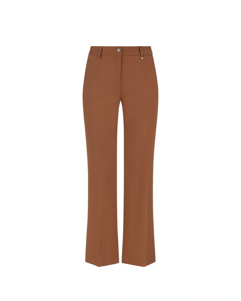 Classic brown business trousers with straight leg and crease | Trousers and Leggings