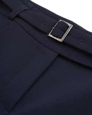 Elegant blue trousers with belt | Business - 2