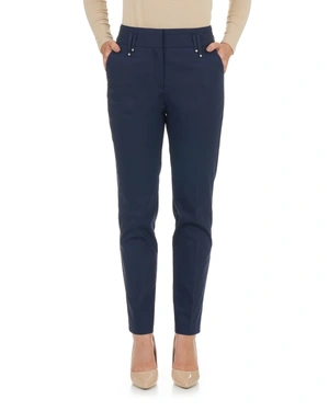 მუქი ლურჯი ბიზნეს შარვალი შევიწროებული ტოტებით | შარვლები და ელასტიკები - 3