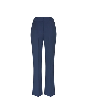 Dark blue high-waisted trousers with decorative side buttons | Trousers and Leggings - 1