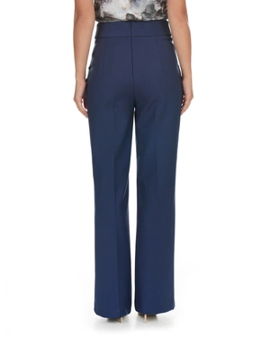 Dark blue high-waisted trousers with decorative side buttons | Trousers and Leggings - 3