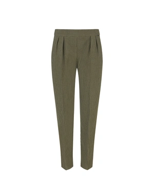 Classic houndstooth trousers in olive green | Trousers | Dika.ge Classic houndstooth trousers in olive green | Trousers