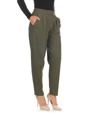 Classic houndstooth trousers in olive green | Trousers | Dika.ge - 3 Classic houndstooth trousers in olive green | Trousers - 3