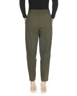 Classic houndstooth trousers in olive green | Trousers | Dika.ge - 4 Classic houndstooth trousers in olive green | Trousers - 4