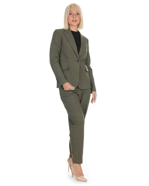 Classic houndstooth trousers in olive green | Trousers | Dika.ge - 5 Classic houndstooth trousers in olive green | Trousers - 5