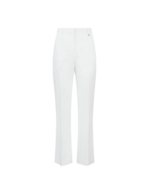 White trousers with crease and straight leg, elastic at the back waist | Party collection | Dika.ge White trousers with crease and straight leg, elastic at the back waist | Party collection