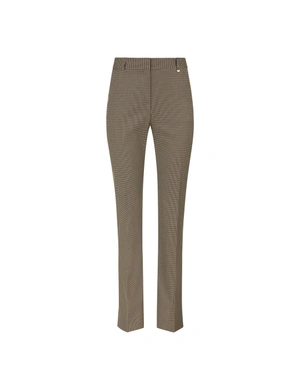 Fine houndstooth beige trousers with elegant cut | Trousers