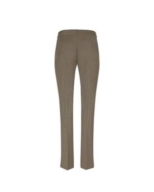 Fine houndstooth beige trousers with elegant cut | Trousers - 1