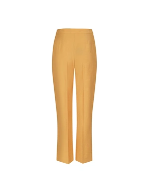 Летен панталон от вискоза и лен в цвят горчица | Casual - 2