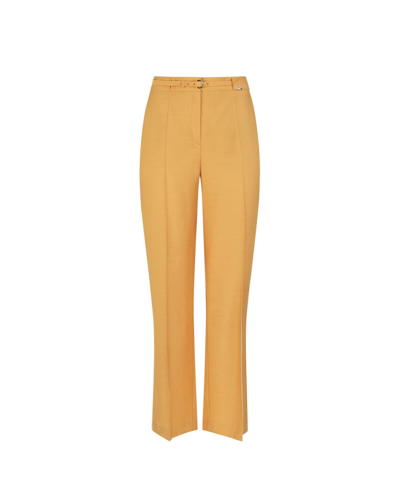 Летен панталон от вискоза и лен в цвят горчица | Casual