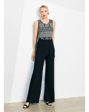 Black elegant trousers with a straight leg and an elegant waist tie | NEW - 1