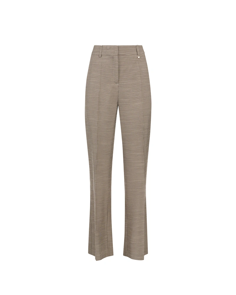 Business trousers in fine beige-brown houndstooth | Trousers and Leggings