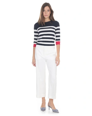 White straight crop trousers with cotton and viscose | Trousers - 1