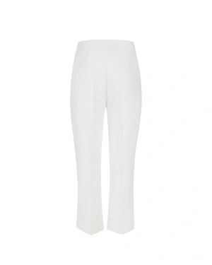 White straight crop trousers with cotton and viscose | Trousers - 4