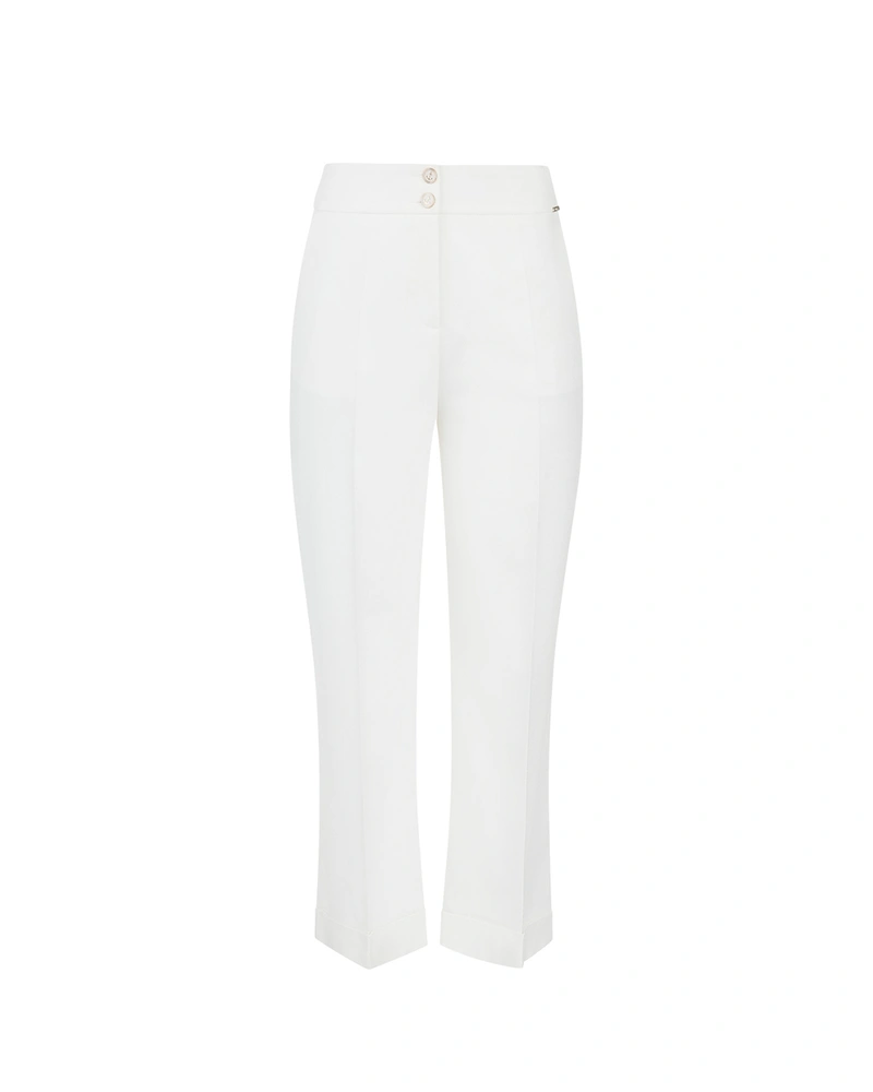 White straight crop trousers with cotton and viscose | Trousers
