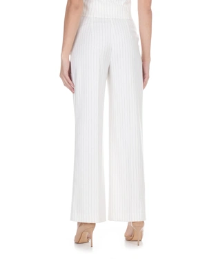 White fine-striped straight-leg trousers with a textile belt | Business - 3