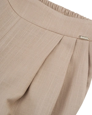 კრემისფერი ფართო შარვალი სელის ნაზავით | შარვლები და ელასტიკები - 4