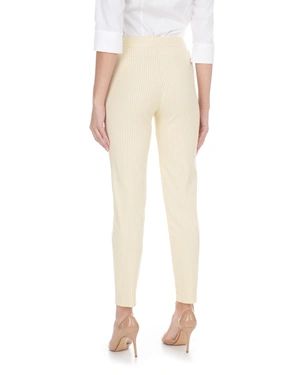 კარაქისფერ ყვითელ ფერში, ბამბისა და ვისკოზისგან დამზადებული კონუსური შარვალი, წვრილი ზოლებით | შარვლები - 3