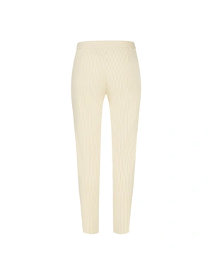 კარაქისფერ ყვითელ ფერში, ბამბისა და ვისკოზისგან დამზადებული კონუსური შარვალი, წვრილი ზოლებით | შარვლები - 4