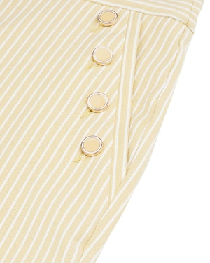 კარაქისფერ ყვითელ ფერში, ბამბისა და ვისკოზისგან დამზადებული კონუსური შარვალი, წვრილი ზოლებით | შარვლები - 5