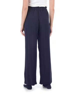 Dark blue wide-leg trousers in 100% soft viscose | Trousers and Leggings - 2