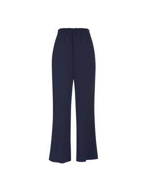 Dark blue wide-leg trousers in 100% soft viscose | Trousers and Leggings - 4