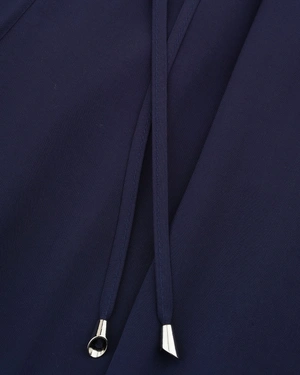 Dark blue wide-leg trousers in 100% soft viscose | Trousers and Leggings - 5