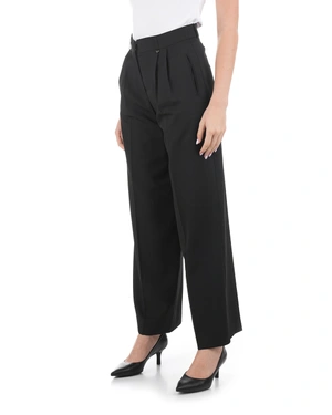 Black high-waisted wide-leg trousers in lyocell | Trousers and Leggings - 1