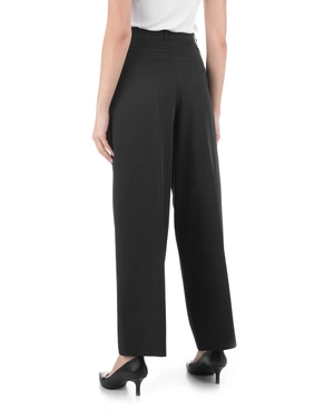Black high-waisted wide-leg trousers in lyocell | Trousers and Leggings - 2