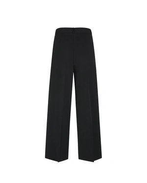 Black high-waisted wide-leg trousers in lyocell | Trousers and Leggings - 3