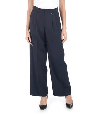 Черен панталон с широки крачоли и лиосел в състава | Панталони - 1