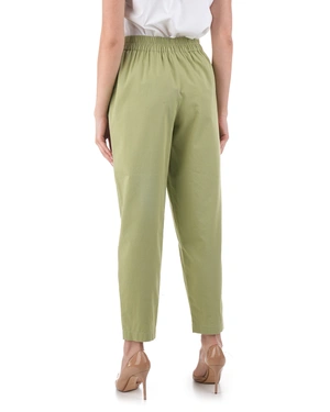 Light green cotton tapered trousers | Pure cotton and linen collection - 2