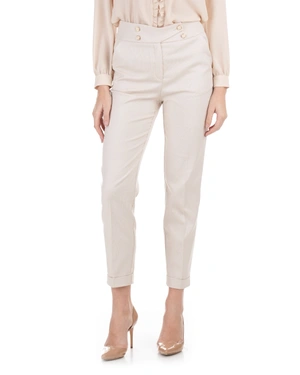 Light beige trousers in textured fabric | NEW - 1