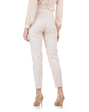 Light beige trousers in textured fabric | NEW - 2
