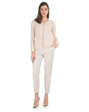 Light beige trousers in textured fabric | NEW - 3