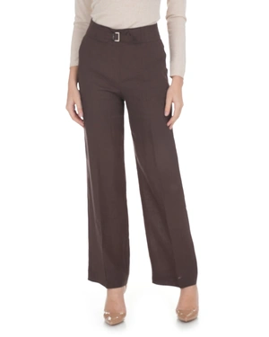 Linen straight-leg trousers in chocolate brown | Trousers - 1