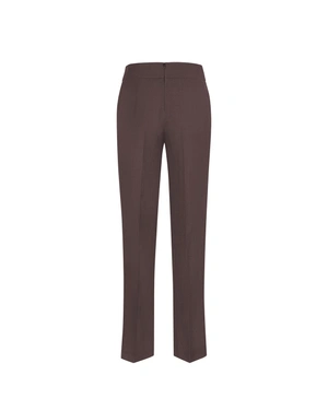 Linen straight-leg trousers in chocolate brown | Trousers - 4