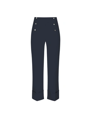 სწორი მუქი ლურჯი შარვალი მანჟეტებით | შარვლები და ელასტიკები | Dika.ge სწორი მუქი ლურჯი შარვალი მანჟეტებით | შარვლები და ელასტიკები