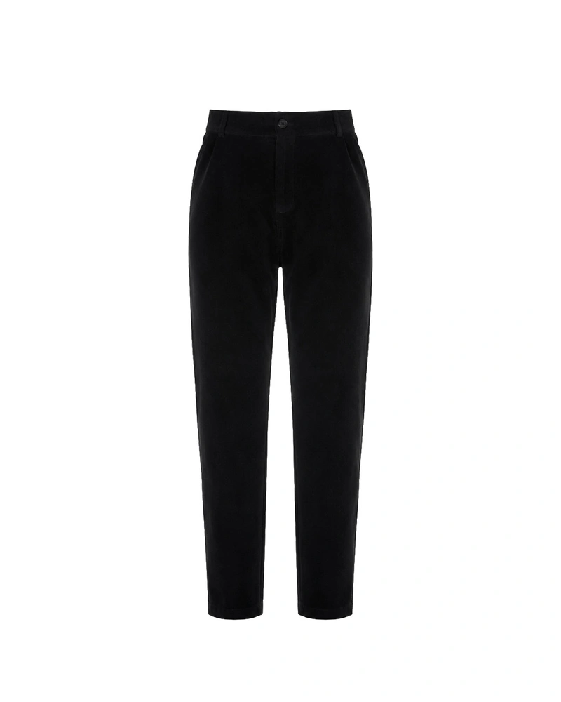 Black women's cotton trousers with straight legs | Trousers